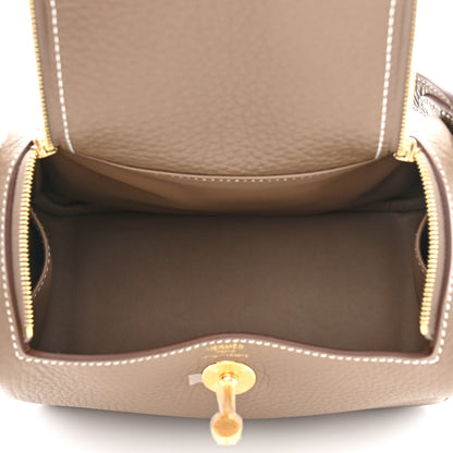 Hermes Taurillon Clemence Mini Lindy 20 Etoupe 5 of 12
