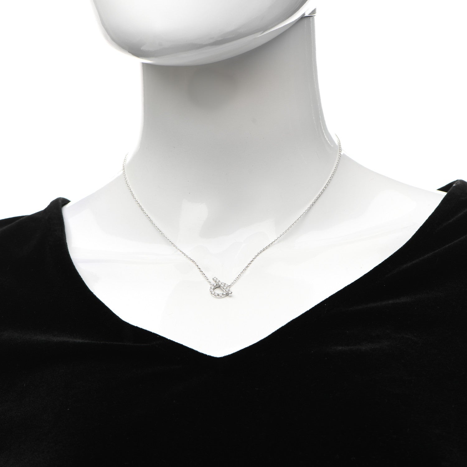 Hermes 18K White Gold Diamond Finesse Pendant Necklace 2 of 5