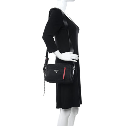 Prada Tessuto Nylon Studded New Vela Shoulder Bag Black Fuoco 2 of 10