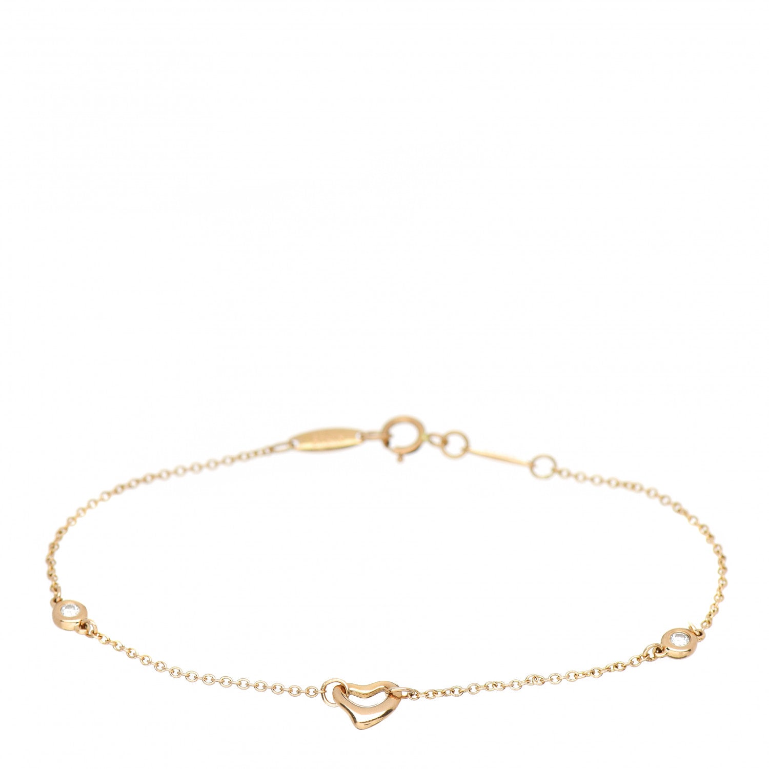 Tiffany 18K Rose Gold Diamond Elsa Peretti Diamonds by the Yard Open Heart Bracelet 1 of 4