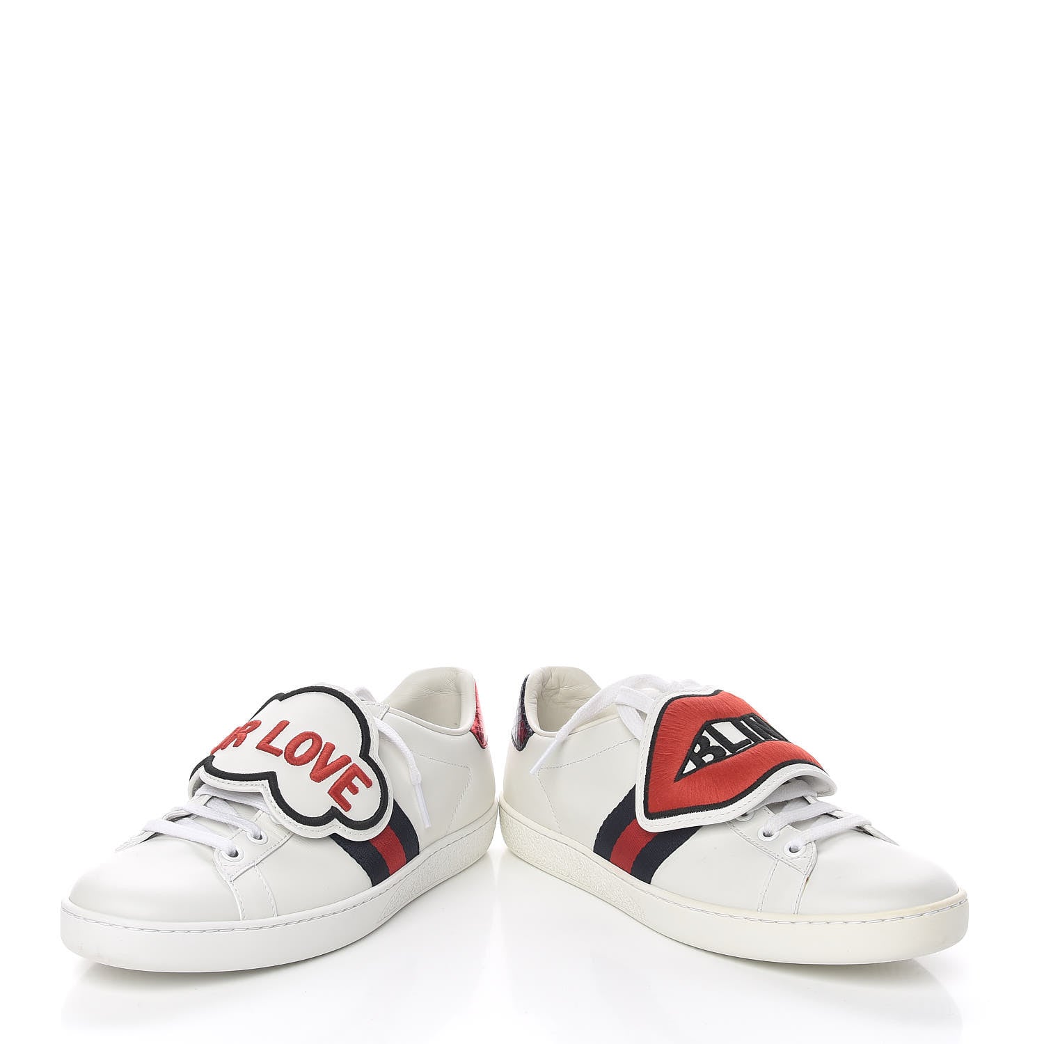 Gucci Calfskin Ayers Blind For Love Embroidered Womens Ace Sneakers 36.5 White 6 of 12