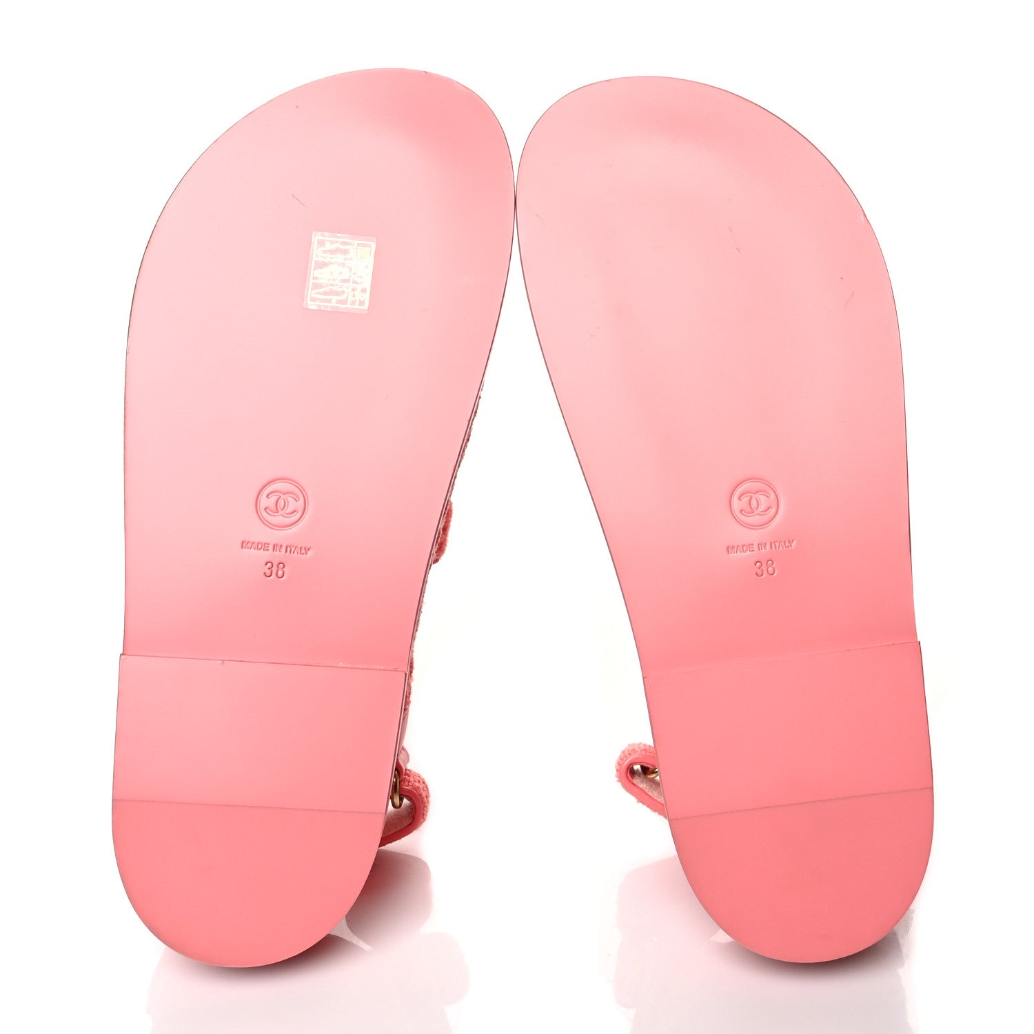 Chanel Knit Fabric Velcro Dad Sandals 38 Coral 5 of 8