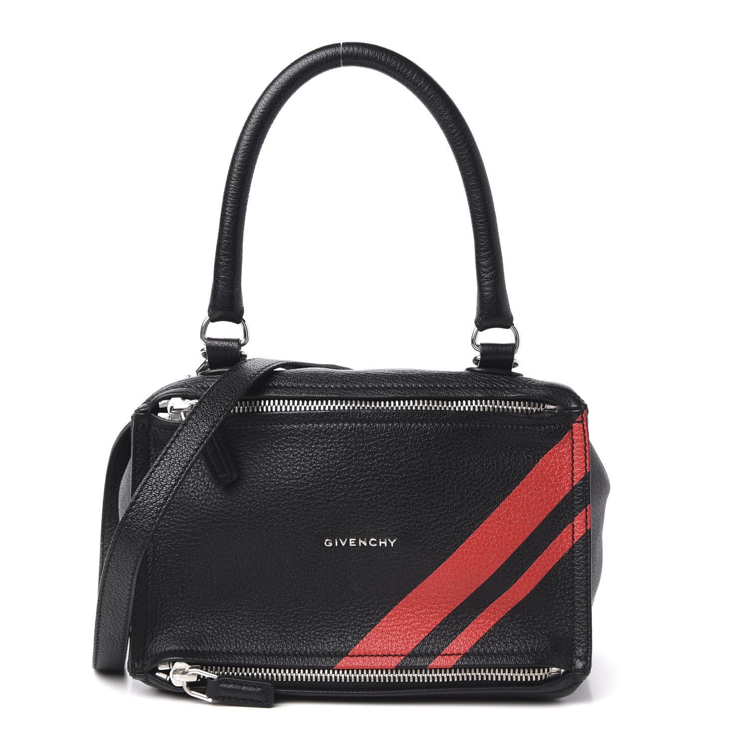 Givenchy Sugar Goatskin Striped Small Pandora Red Black 1 of 10