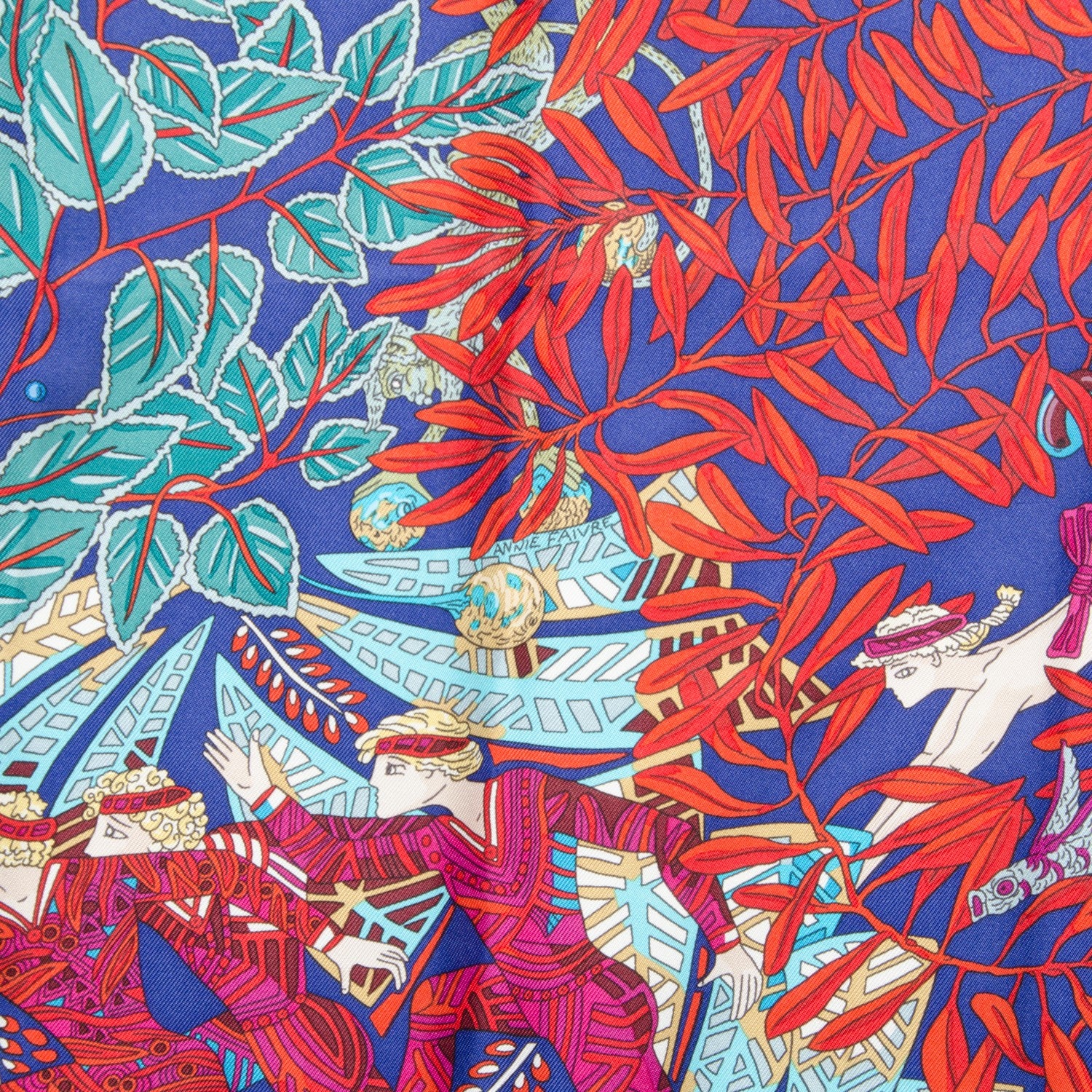 Hermes Silk La Promenade de Platon Scarf 90 Indigo Rouge Turquoise 5 of 7