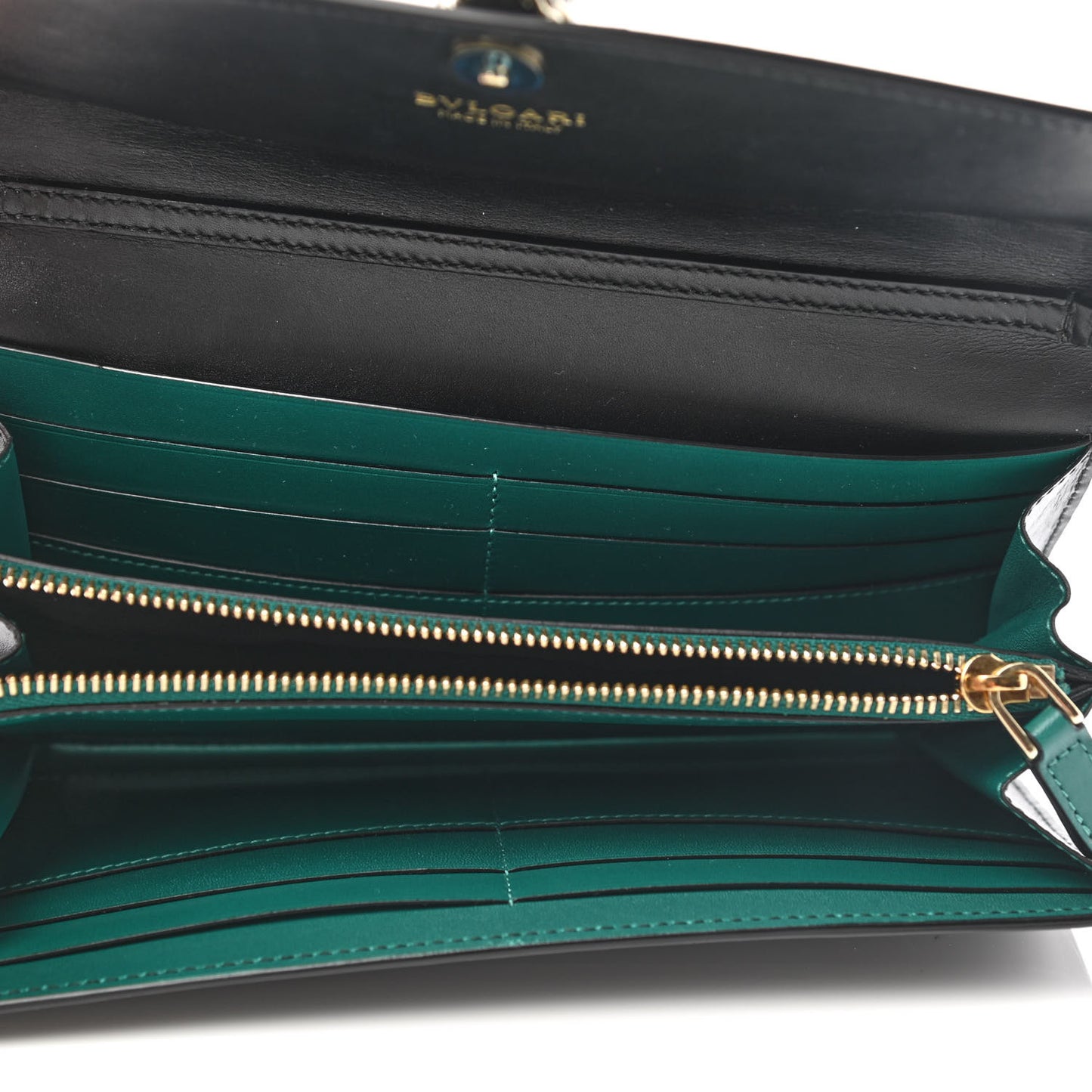 Calfskin Serpenti Forever Chain Wallet Black