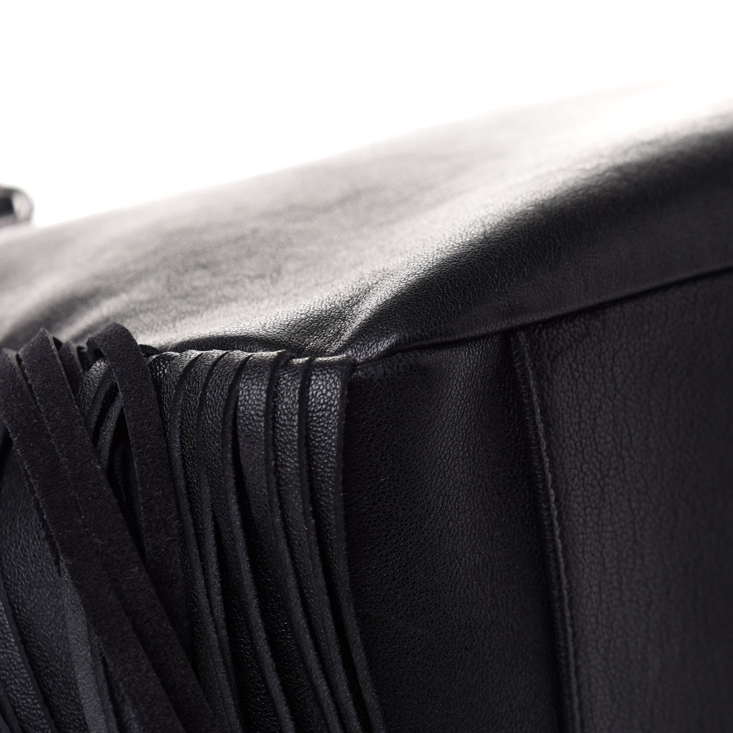 Saint Laurent Calfskin Fringe Monogram Shopping Tote Black 6 of 14