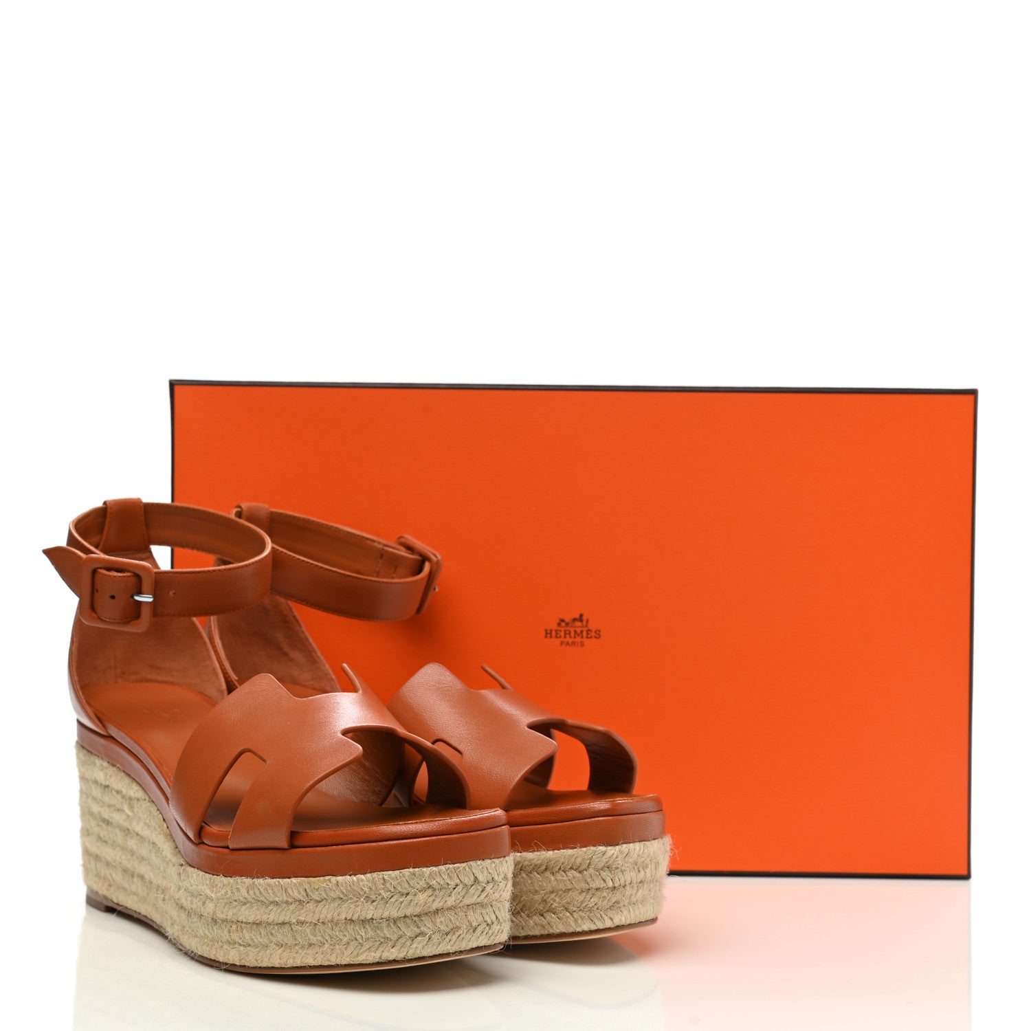 Hermes Goatskin Elda Espadrille Wedge Sandals 38 Marron Glaise 12 of 12