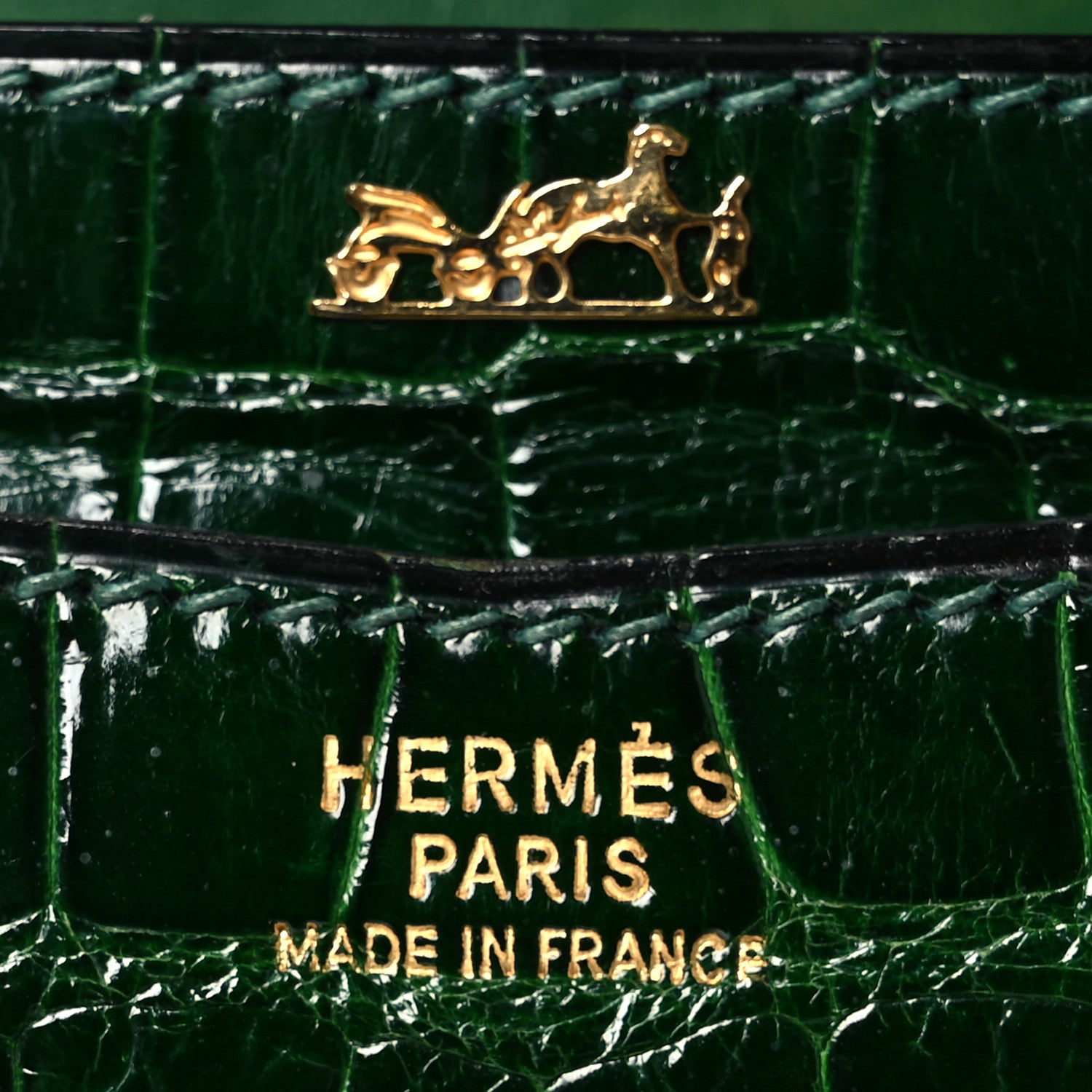 Hermes Shiny Porosus Crocodile Lydie Clutch Vert Fonce 9 of 18