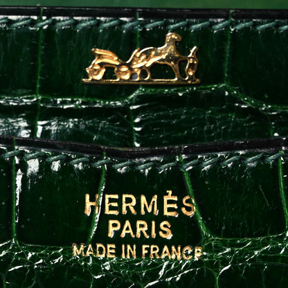 Hermes Shiny Porosus Crocodile Lydie Clutch Vert Fonce 9 of 18