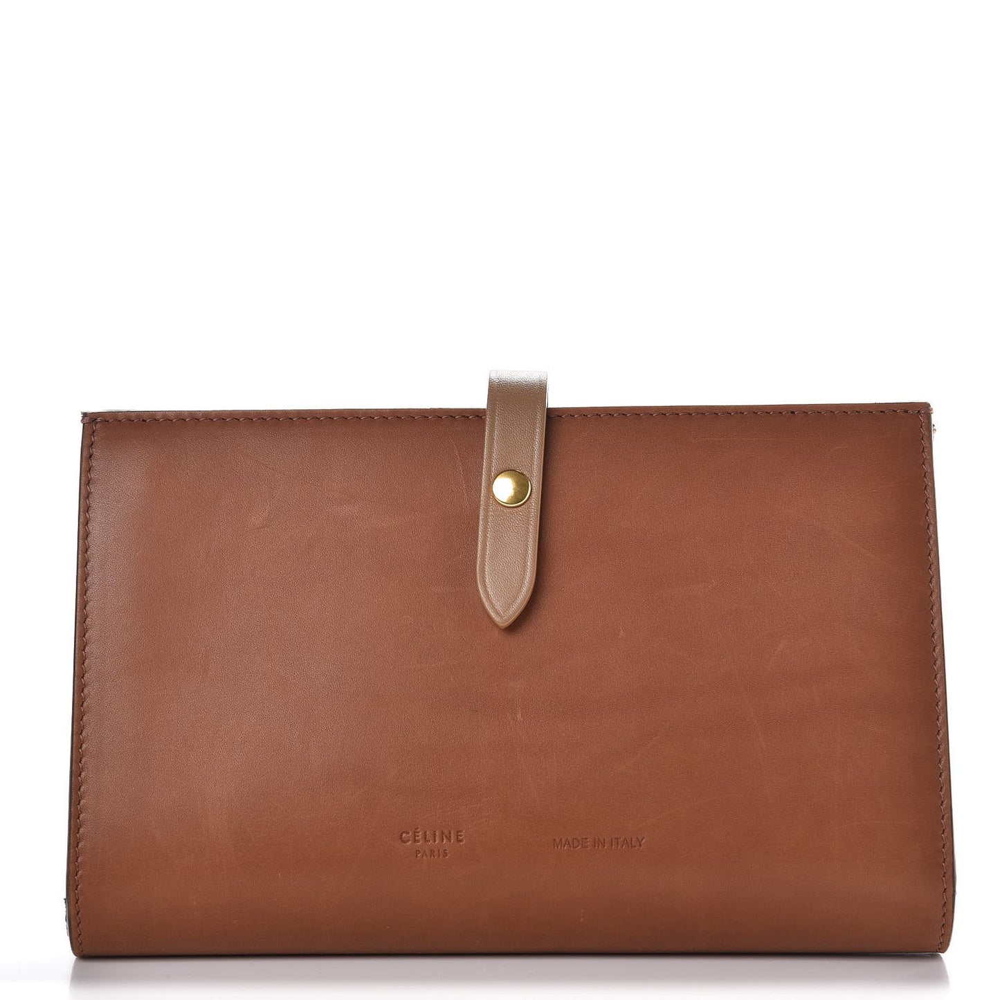 Natural Calfskin Large Multifunction Strap Wallet Tan