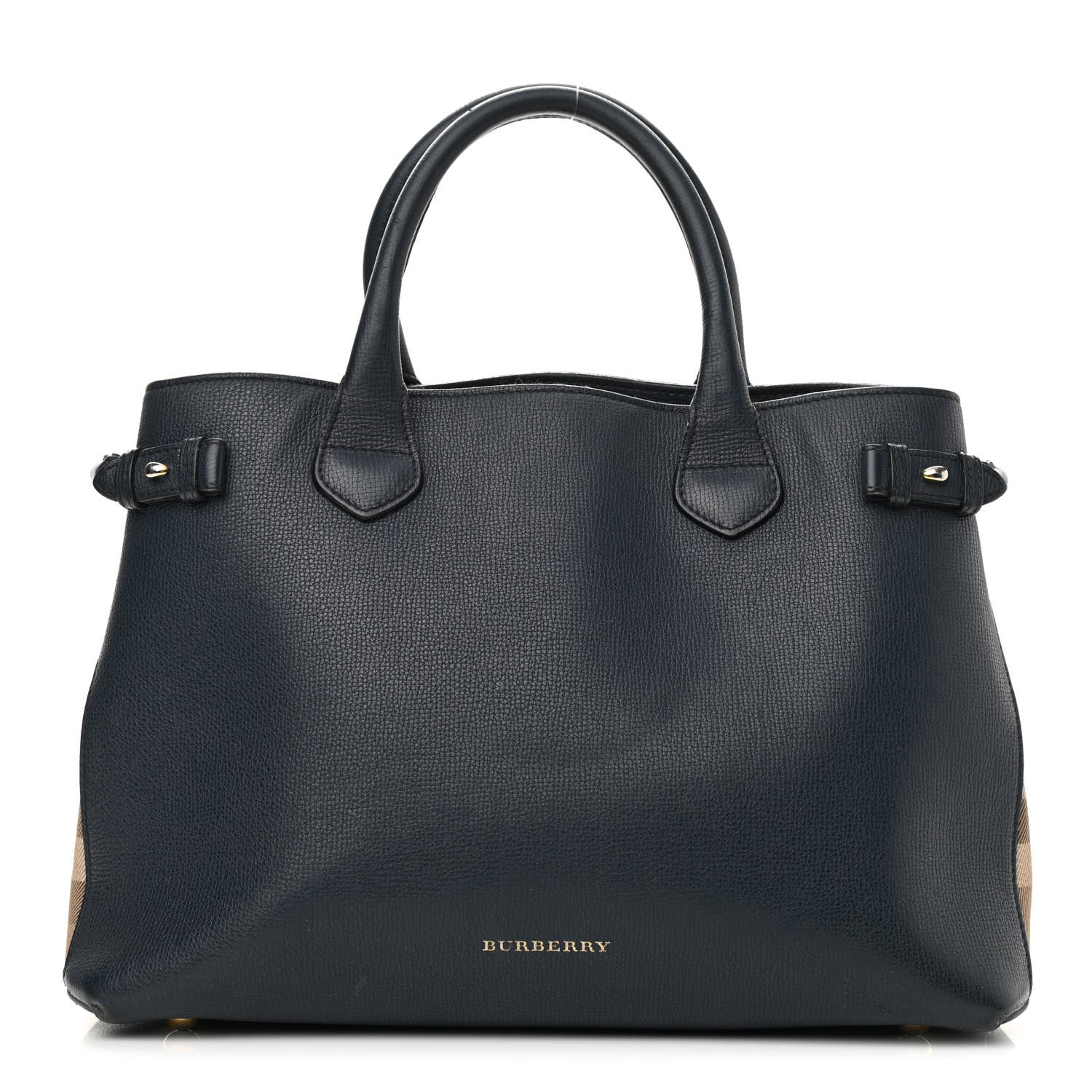 Burberry Calfskin House Check Medium Banner Tote Ink Blue 1 of 18