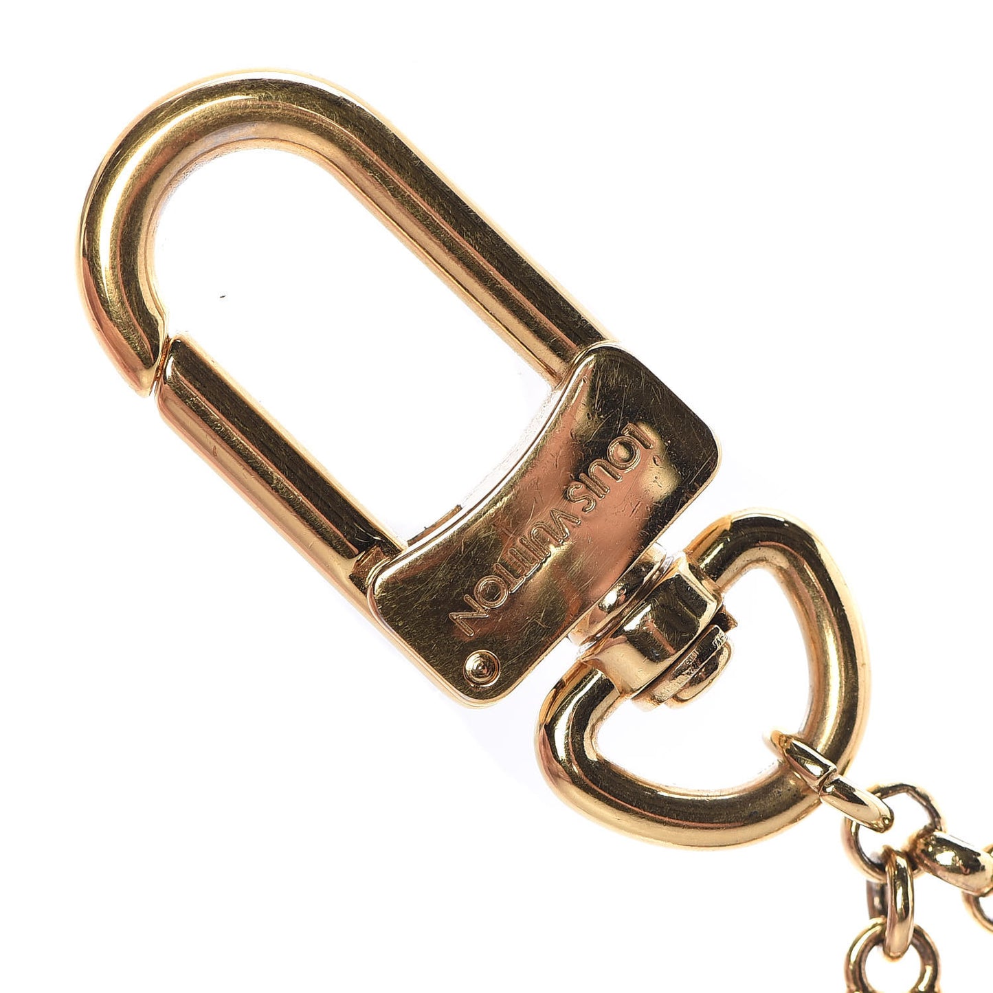 Brass Enamel Fleur De Monogram Bag Charm Chain Gold