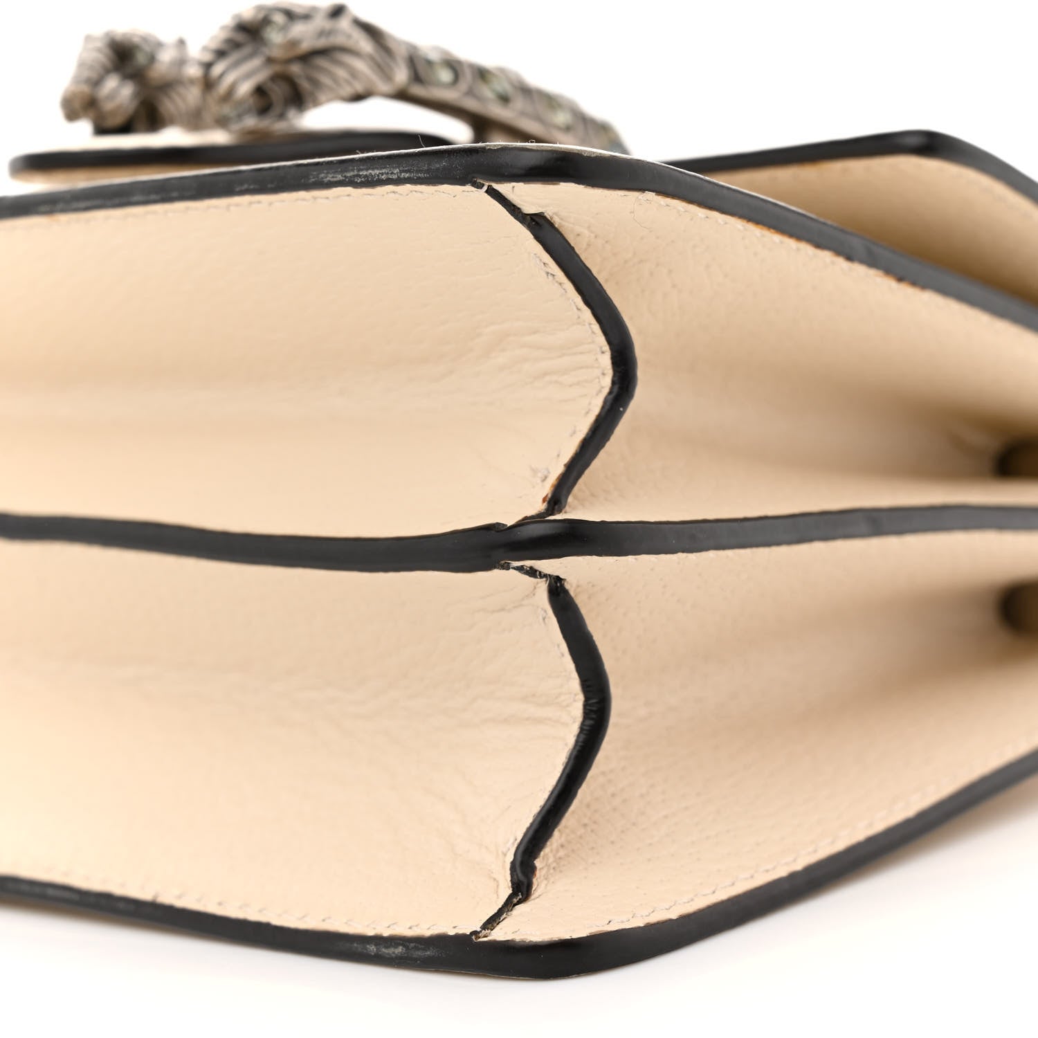 Gucci Textured Calfskin Crystal Bamboo Web Mini Dionysus Top Handle Bag Mystic White 10 of 21