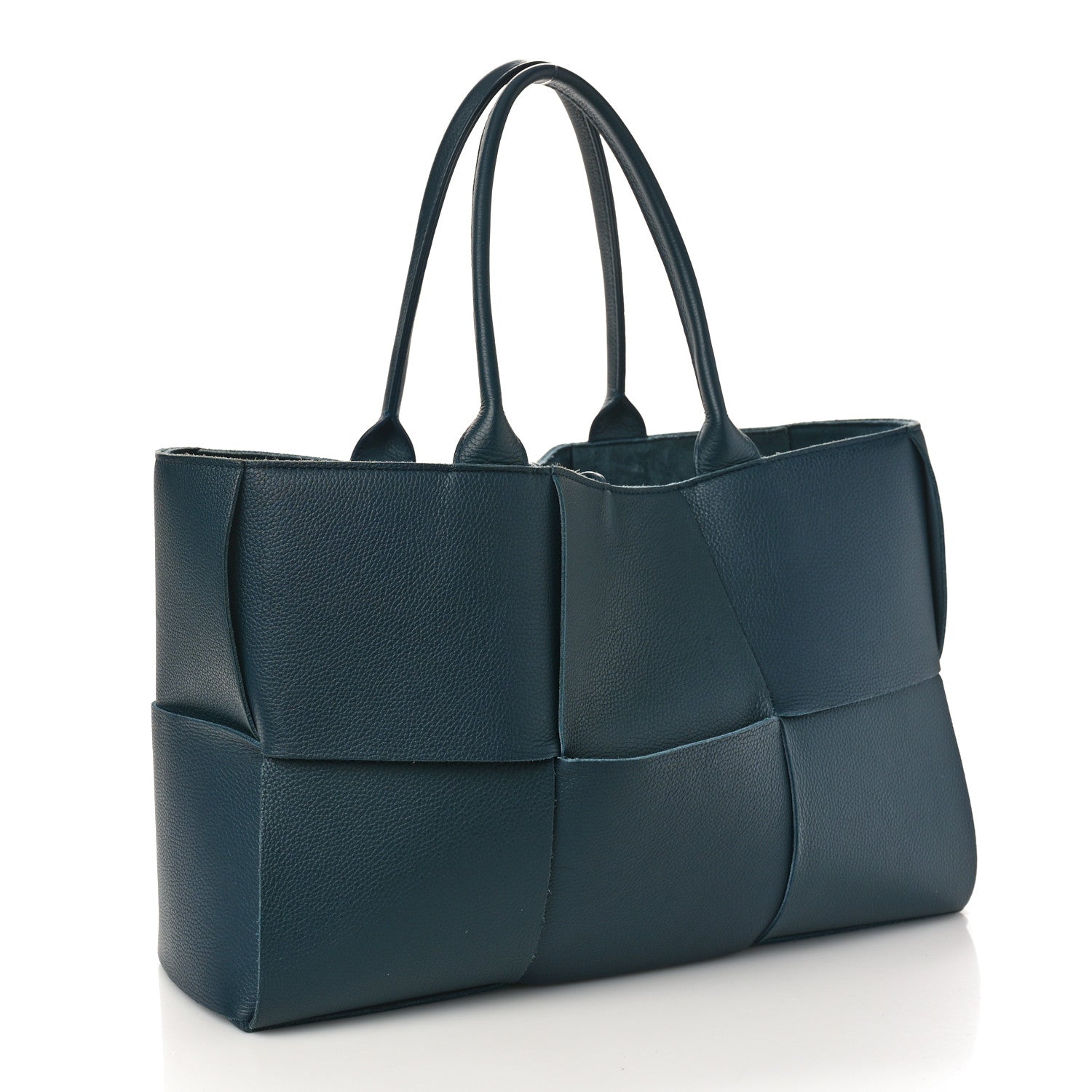 Bottega Veneta Grained Calfskin Maxi Intrecciato Medium Arco Tote Navy Blue 4 of 11