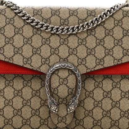 Gucci GG Supreme Monogram Suede Cudu Medium Dionysus Shoulder Bag Beige Ebony Vulcanic Red 5 of 15