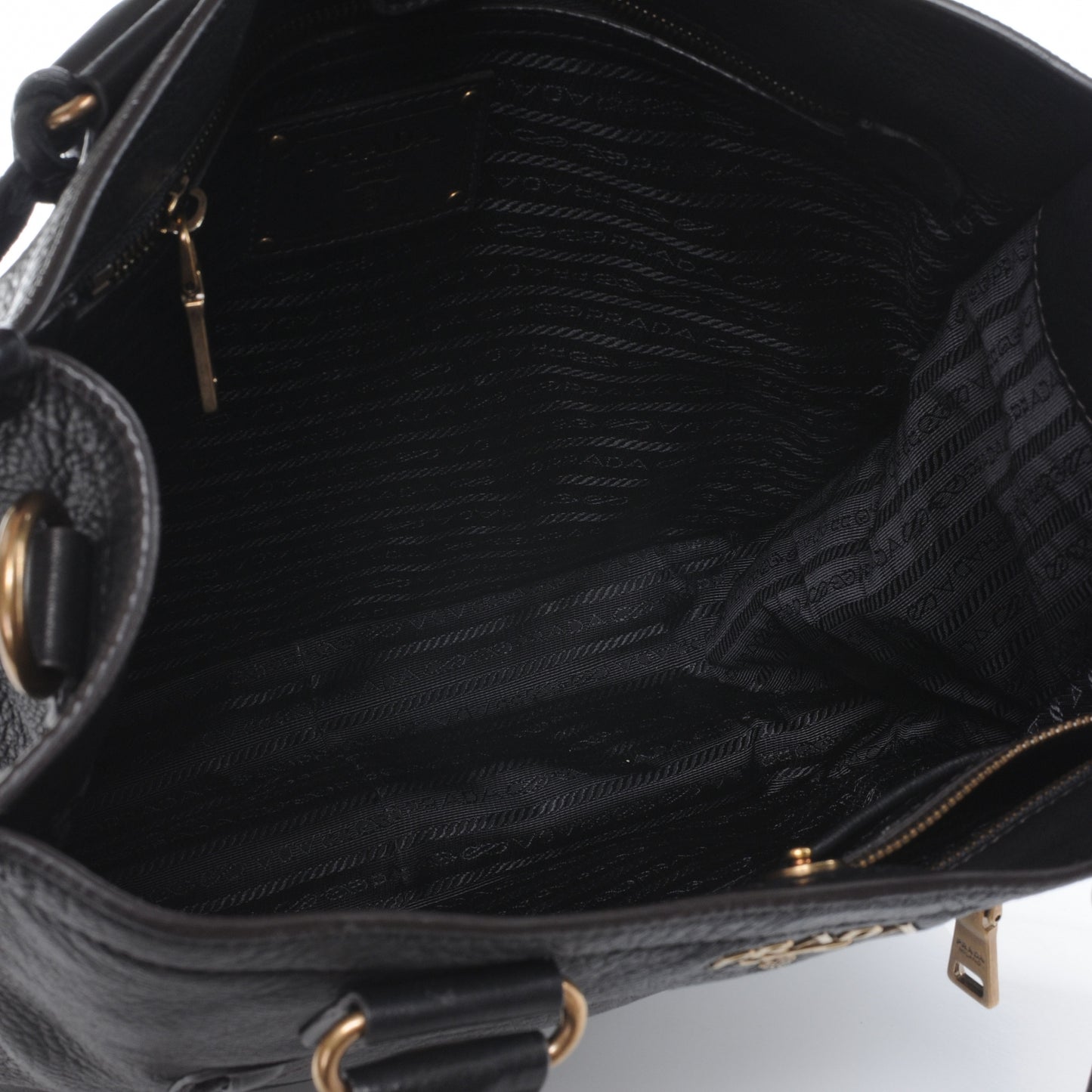 Deerskin Zipper Detail Tote Black