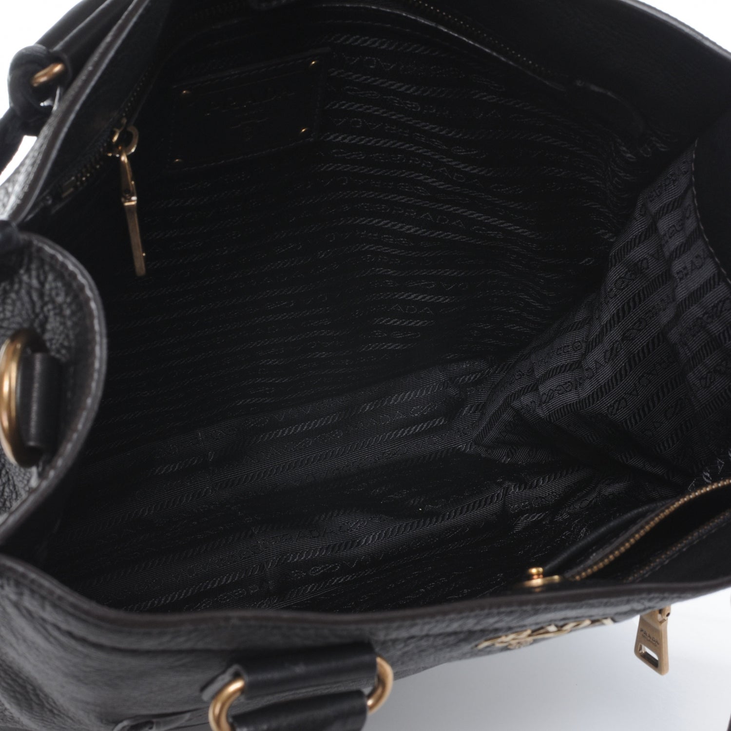 Prada Deerskin Zipper Detail Tote Black 5 of 8