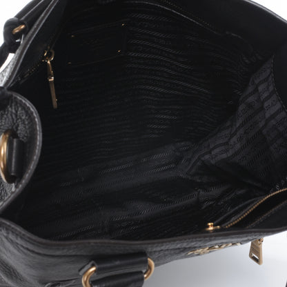 Prada Deerskin Zipper Detail Tote Black 5 of 8