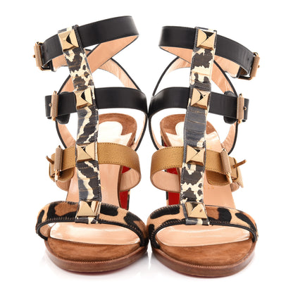 Christian Louboutin Calfskin Pony Hair Suede Leopard Print Sandals 38 2 of 12