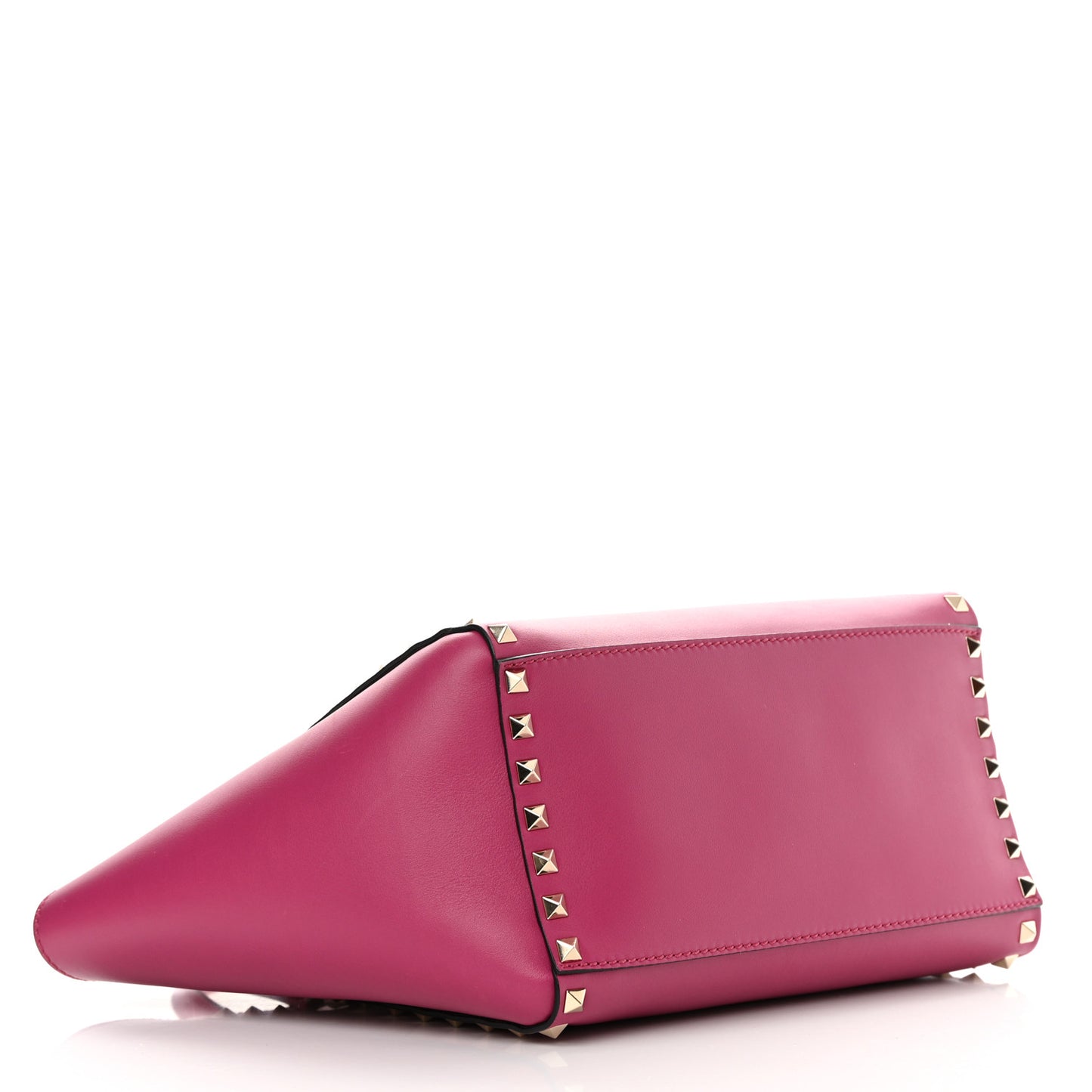 Vitello Small Rockstud Double Handle Tote Deep Cyclamin