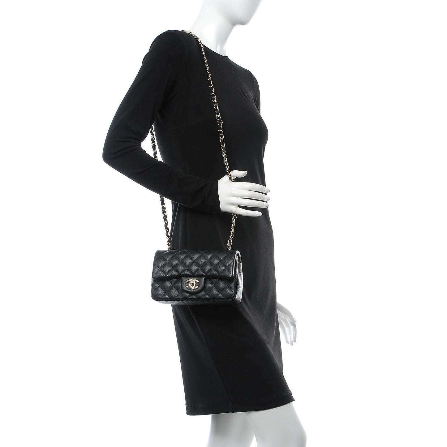 Caviar Quilted Mini Rectangular Flap Black