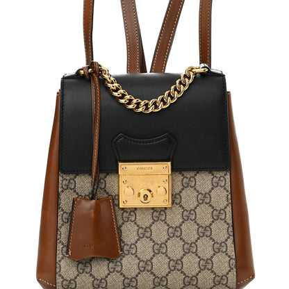 Gucci GG Supreme Monogram Calfskin Padlock Backpack Beige Cuir Black 8 of 13