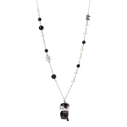 Chanel Pearl Paris Shanghai China Doll Necklace Black 1 of 5