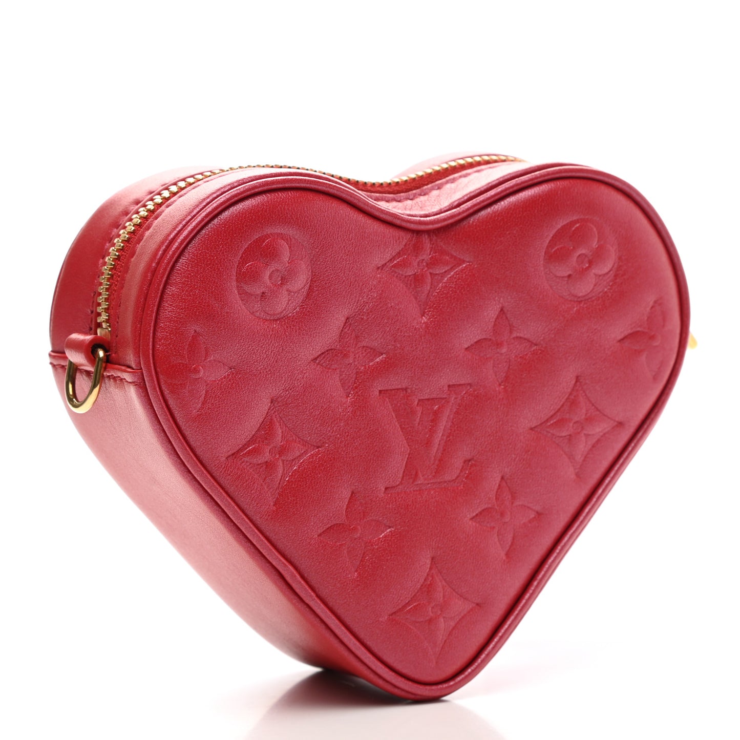 Lambskin Embossed Monogram Fall In Love Sac Coeur Heart Chain Bag Lipstick Red