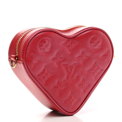 Louis Vuitton Lambskin Embossed Monogram Fall In Love Sac Coeur Heart Chain Bag Lipstick Red 3 of 6