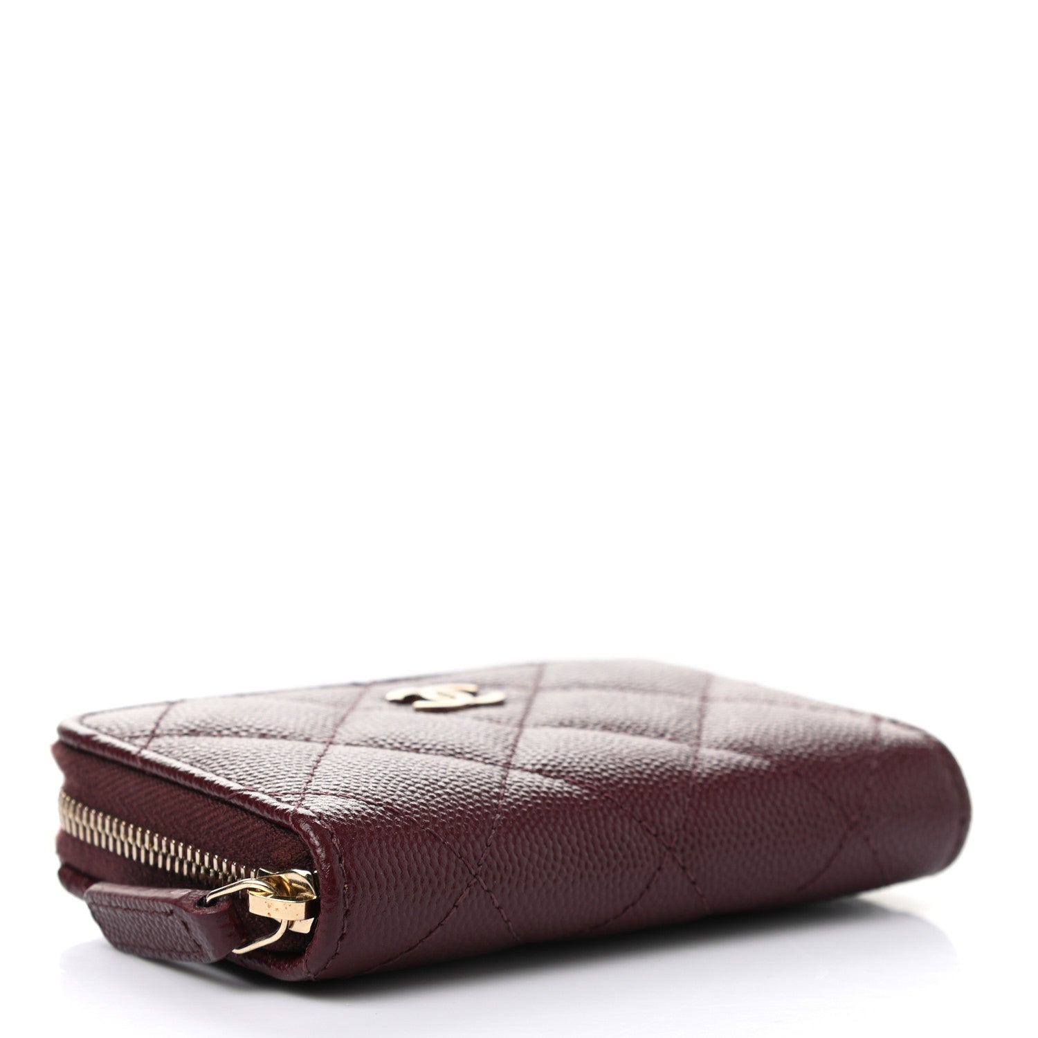 Chanel Caviar Quilted Zip Around Coin Purse Burgundy 4 of 8