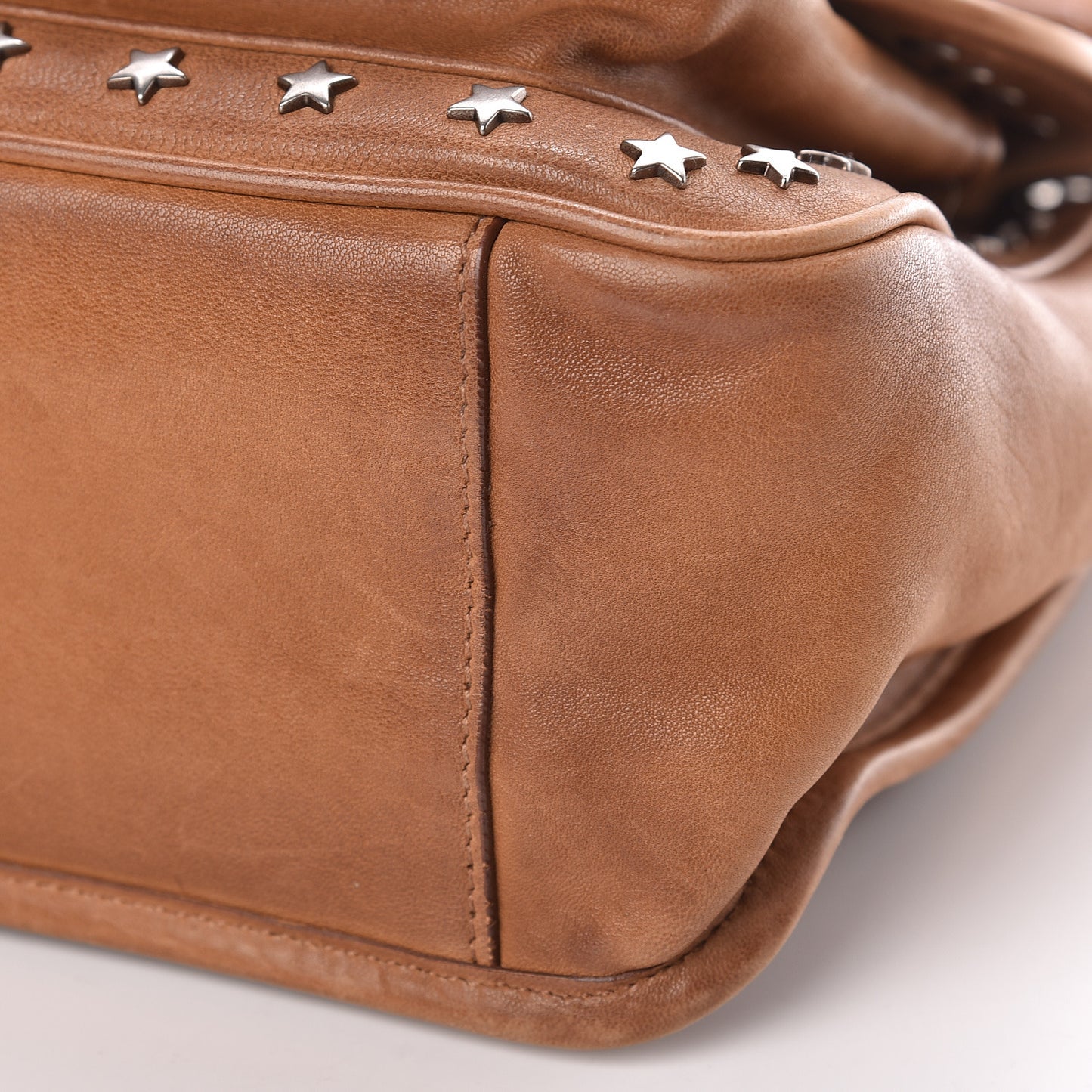 Calfskin Star Studded Monogram Medium Niki Chain Satchel Brown
