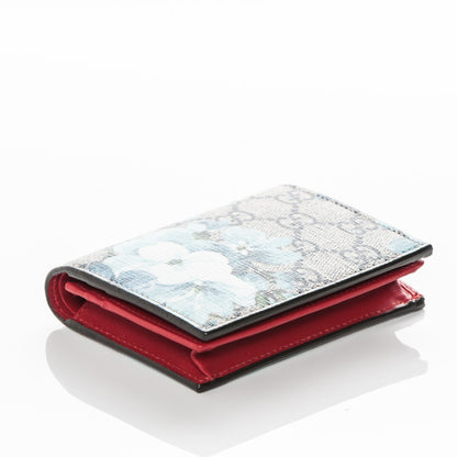 Gucci GG Supreme Monogram Blooms Card Case Beige Blue Navy Hibiscus Red 4 of 7
