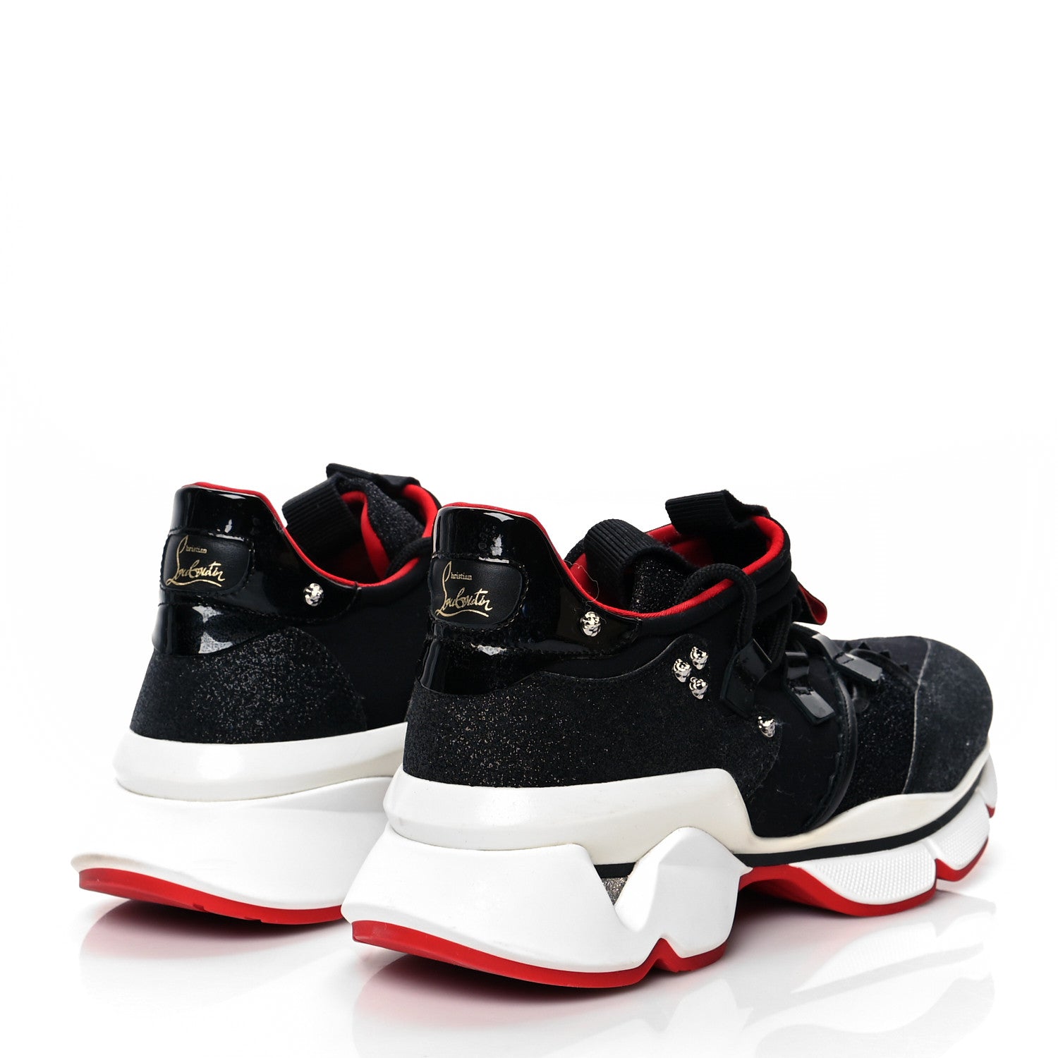 Christian Louboutin Glitter Donna Red Runner Flat Sneaker 39 Black 4 of 9