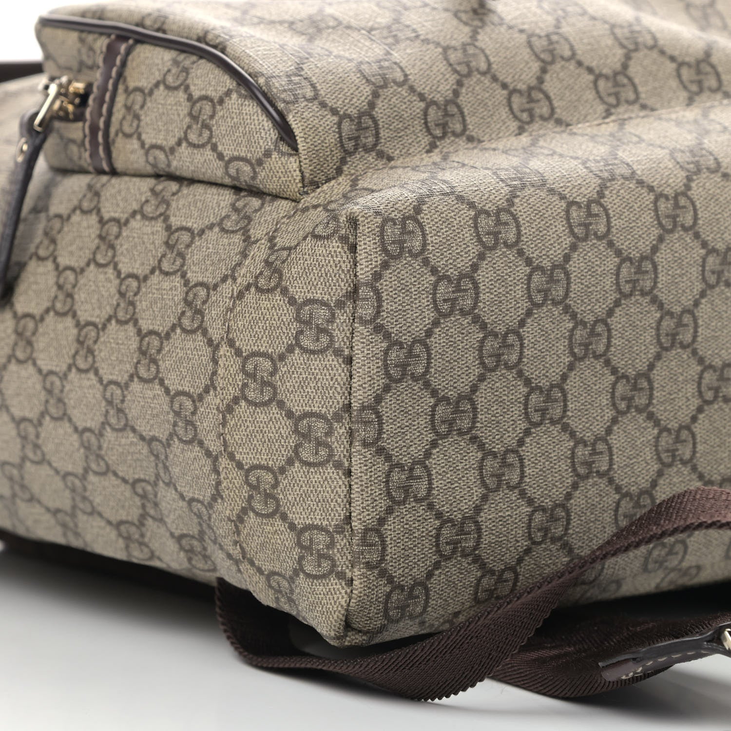 Gucci GG Supreme Monogram Medium Single Buckle Rucksack Backpack Beige Ebony Brown 8 of 9