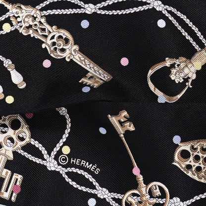 Hermes Silk Les Cles A Pois Twilly Black Beige Rose Multicolor 4 of 4