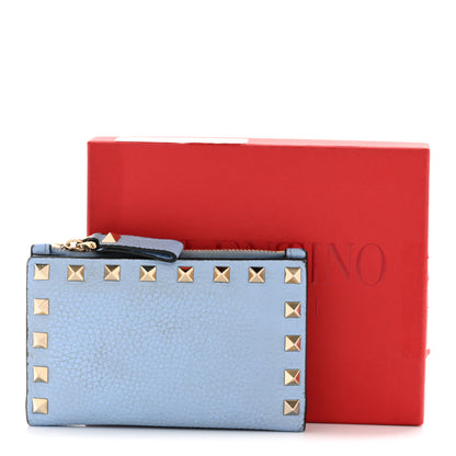 Valentino Garavani Grainy Calfskin Rockstud Coin Purse Card Holder Niagara 11 of 11