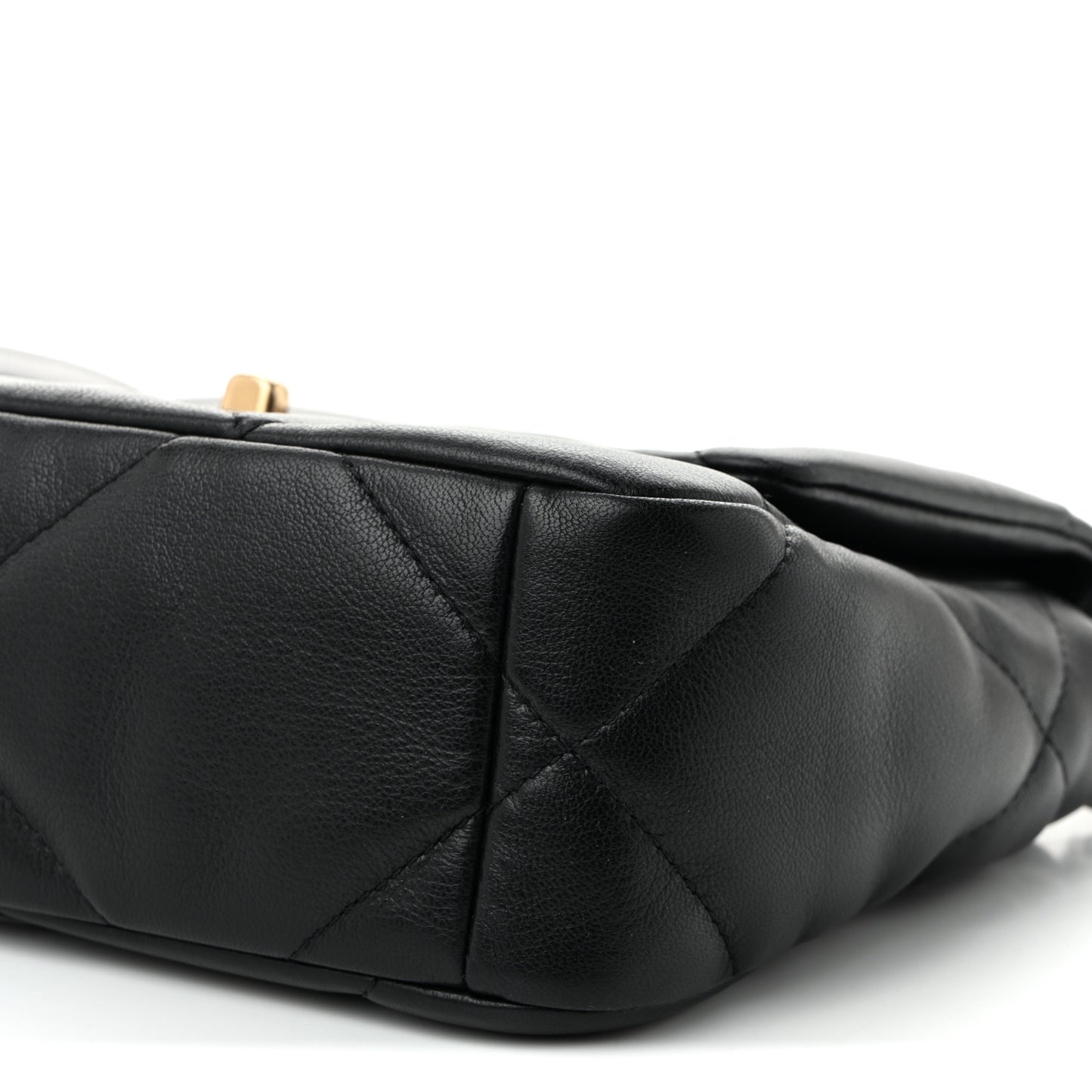 Shiny Goatskin Quilted Medium Chanel 19 Flap Black