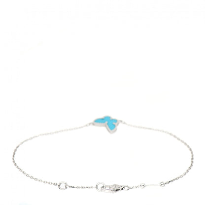 Van Cleef & Arpels 18K White Gold Turquoise Sweet Alhambra Butterfly Bracelet 3 of 5
