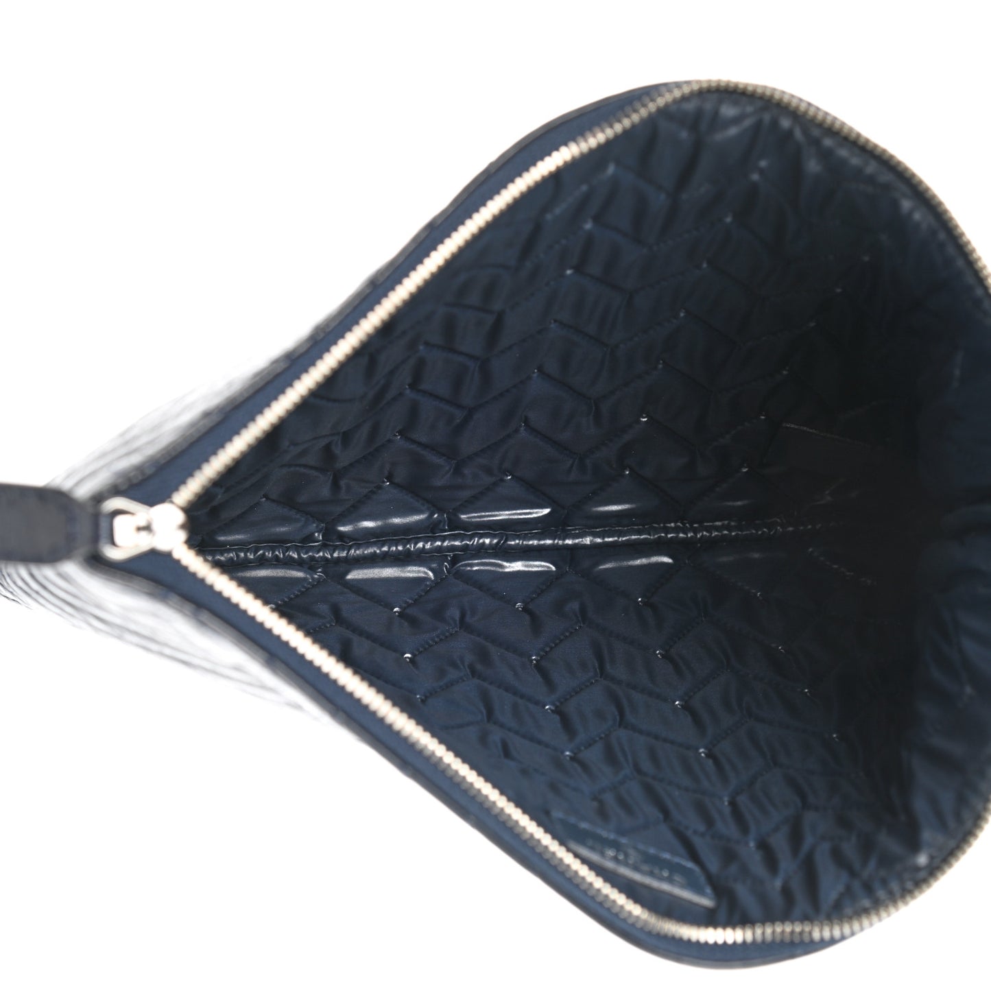 Distressed Patent Chevron Quilted Medium CC Crossing Cosmetic Case Navy