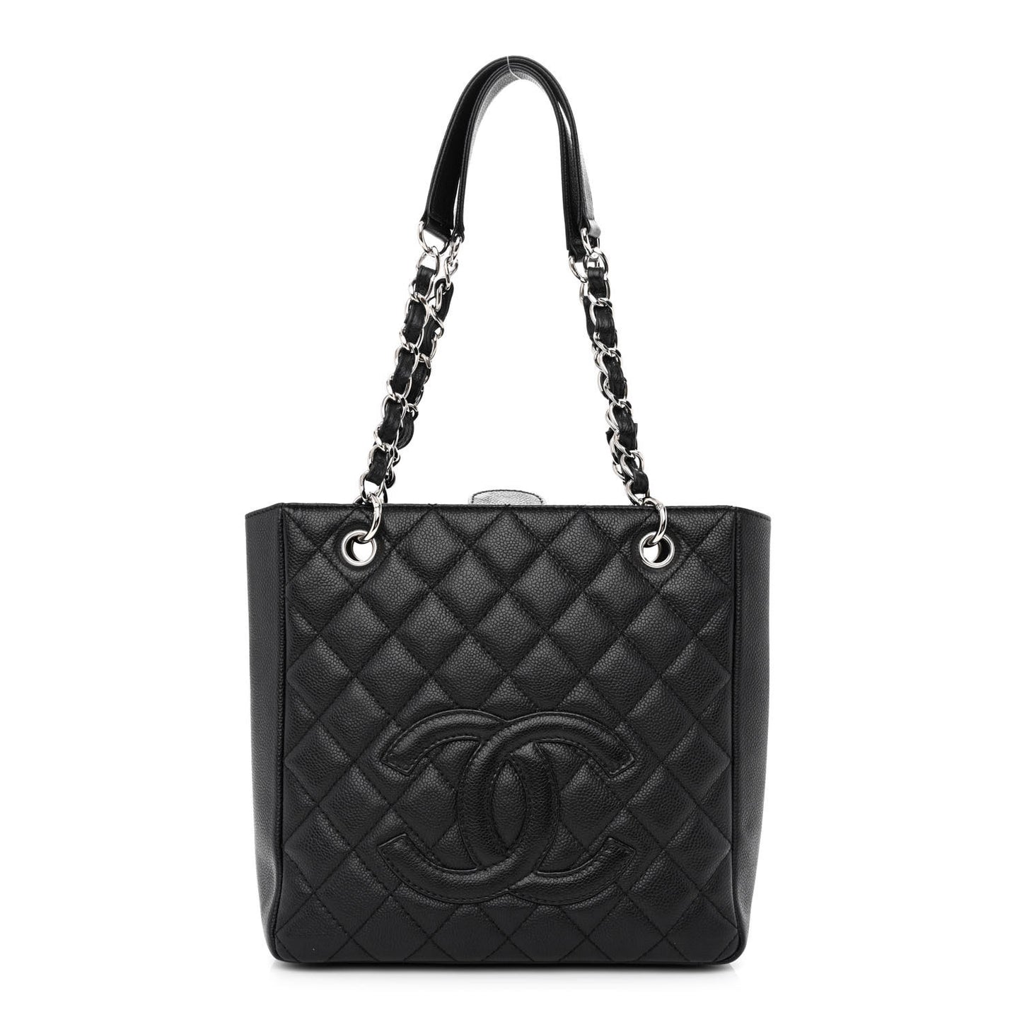 Caviar Quilted Petit Shopping Tote PST Black
