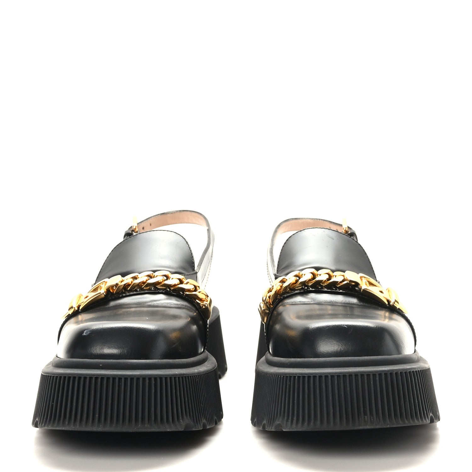 Gucci Calfskin Hundler Chain Slingback Slippers 39 Black 2 of 8