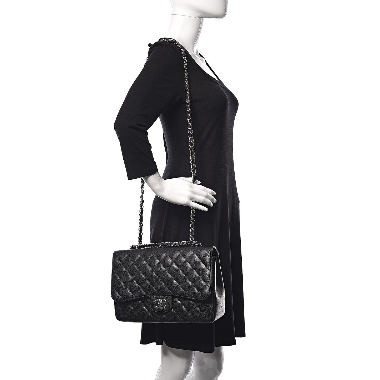 Caviar Quilted Jumbo Single Flap Black