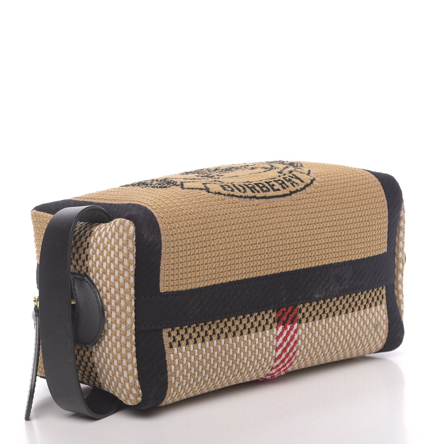 Knit Logo Mens Washbag Tan Black