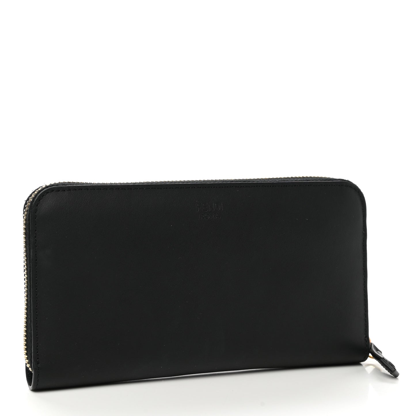 Vitello Century Metal Monster Eyes Zip Around Wallet Black