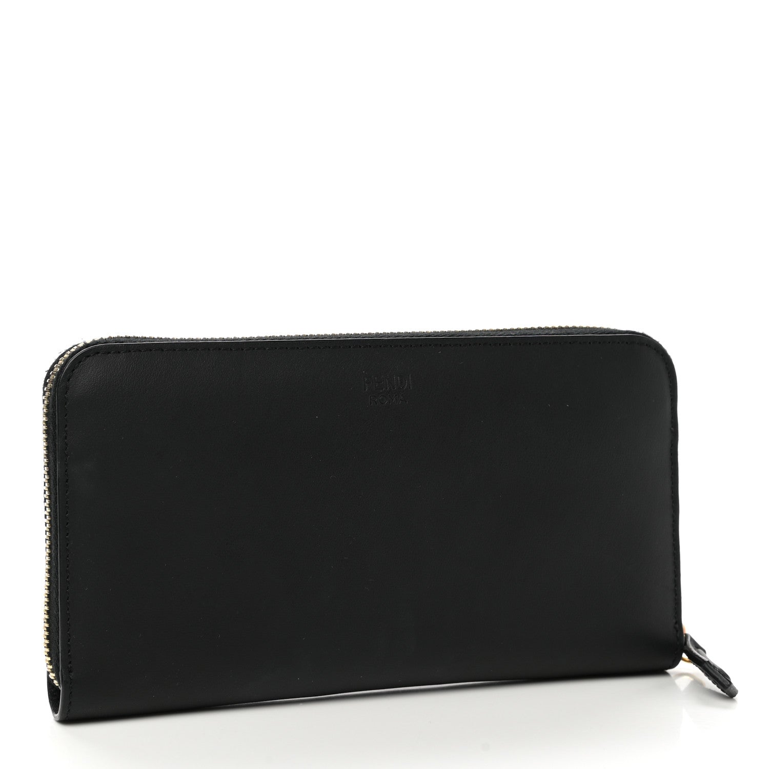 Fendi Vitello Century Metal Monster Eyes Zip Around Wallet Black 3 of 8