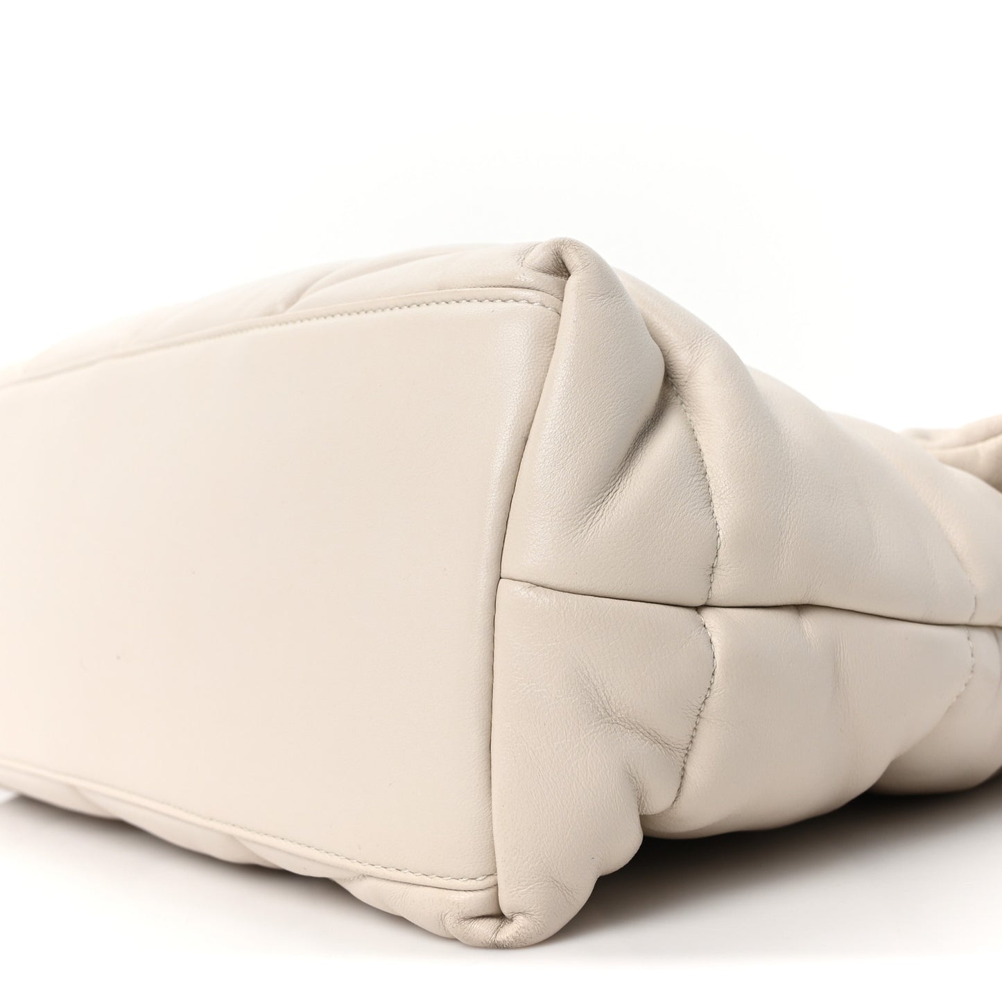 Lambskin Quilted Medium Loulou Puffer Monogram Chain Satchel Crema Soft