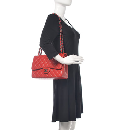 Chanel Caviar Quilted Jumbo Double Flap Red 2 of 12