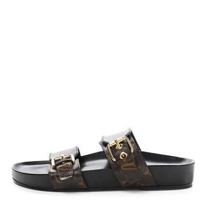 Louis Vuitton Monogram Bom Dia Mule Sandals 36 Black 1 of 8