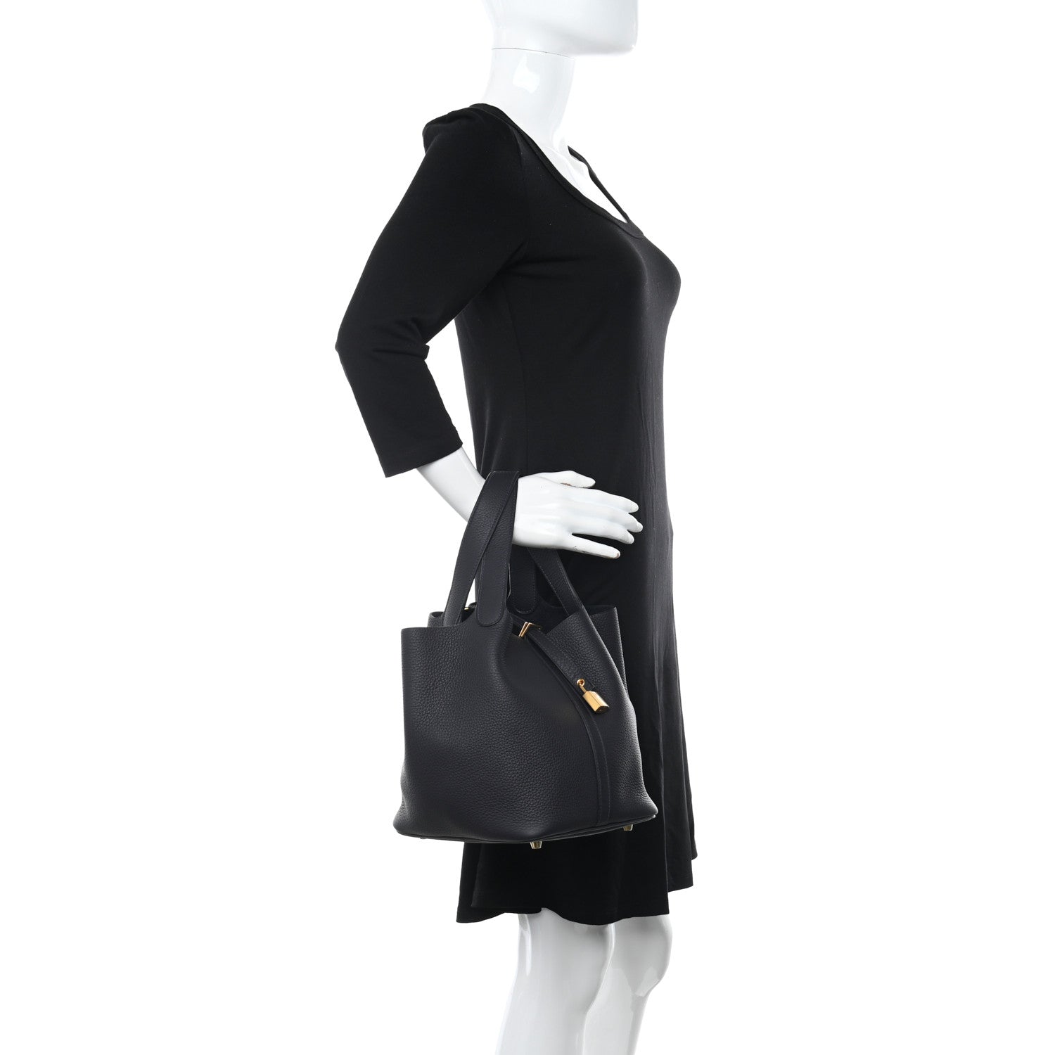 Hermes Taurillon Clemence Picotin Lock 22 MM Bleu Nuit 2 of 11