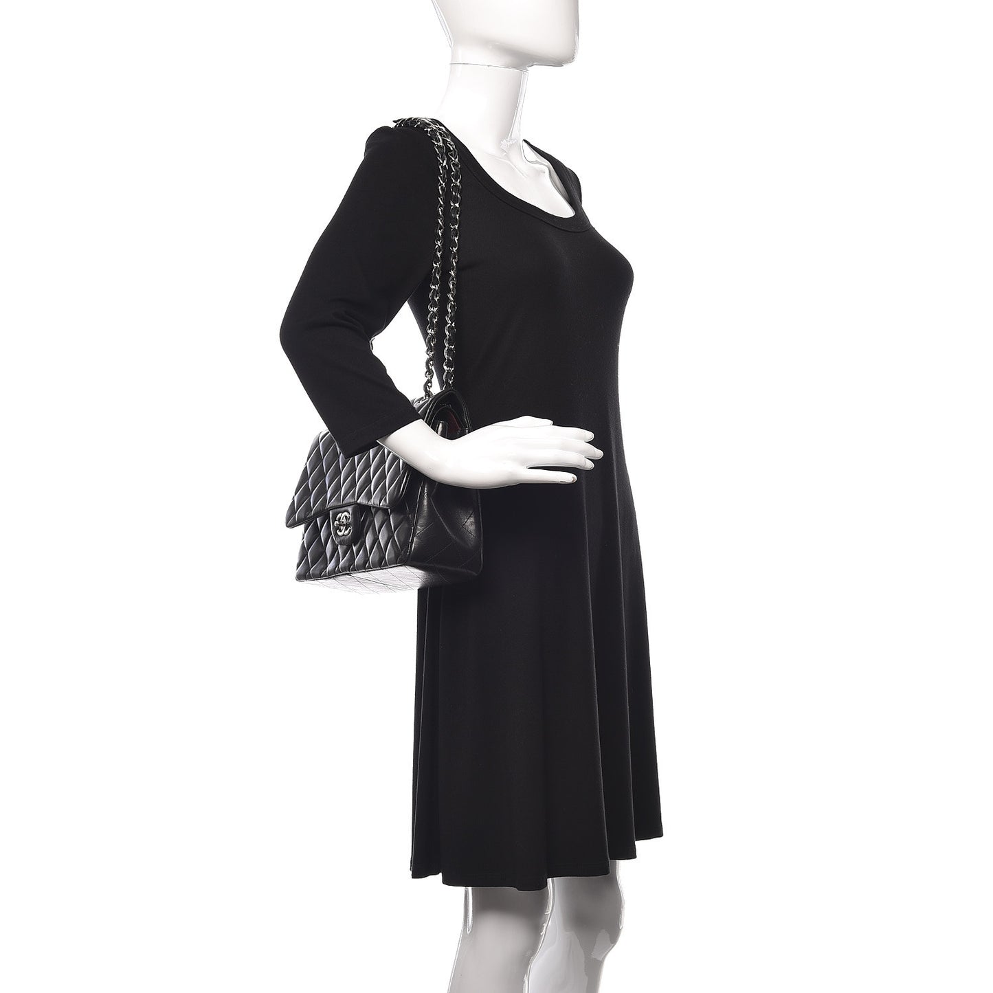 Lambskin Quilted Jumbo Double Flap Black